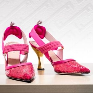 Fendi Pink Sequin Women's Heels